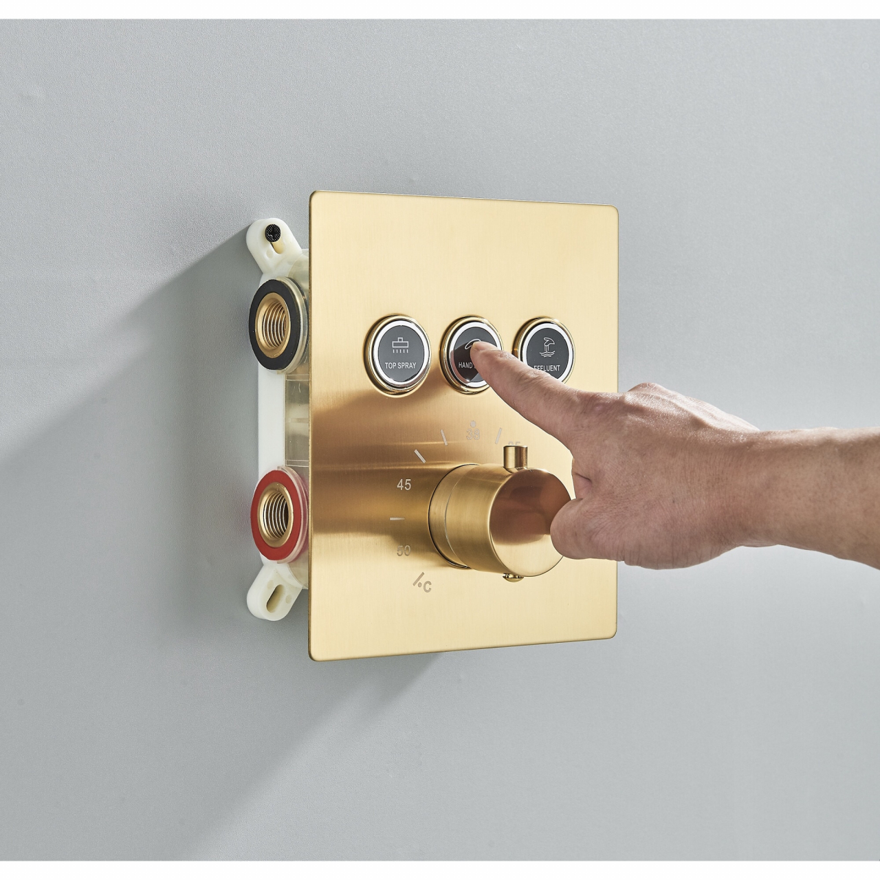 Sistem duș încastrabil auriu mat cu LED, termostat și funcție SPA [12]