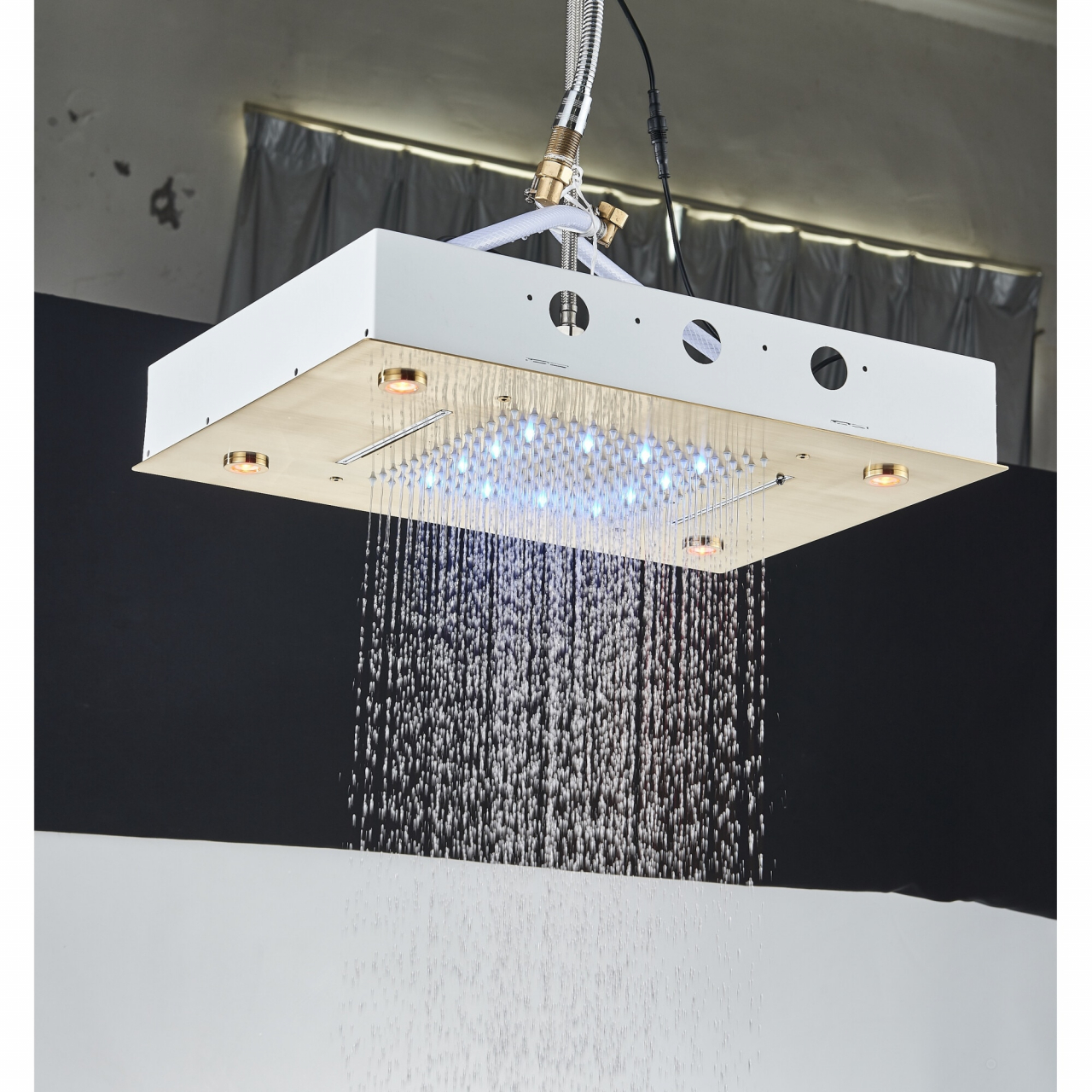 Sistem duș încastrabil auriu mat cu LED, termostat și funcție SPA [3]