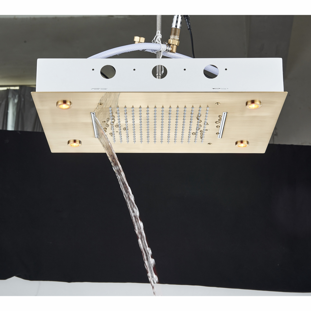 Sistem duș încastrabil auriu mat cu LED, termostat și funcție SPA [4]