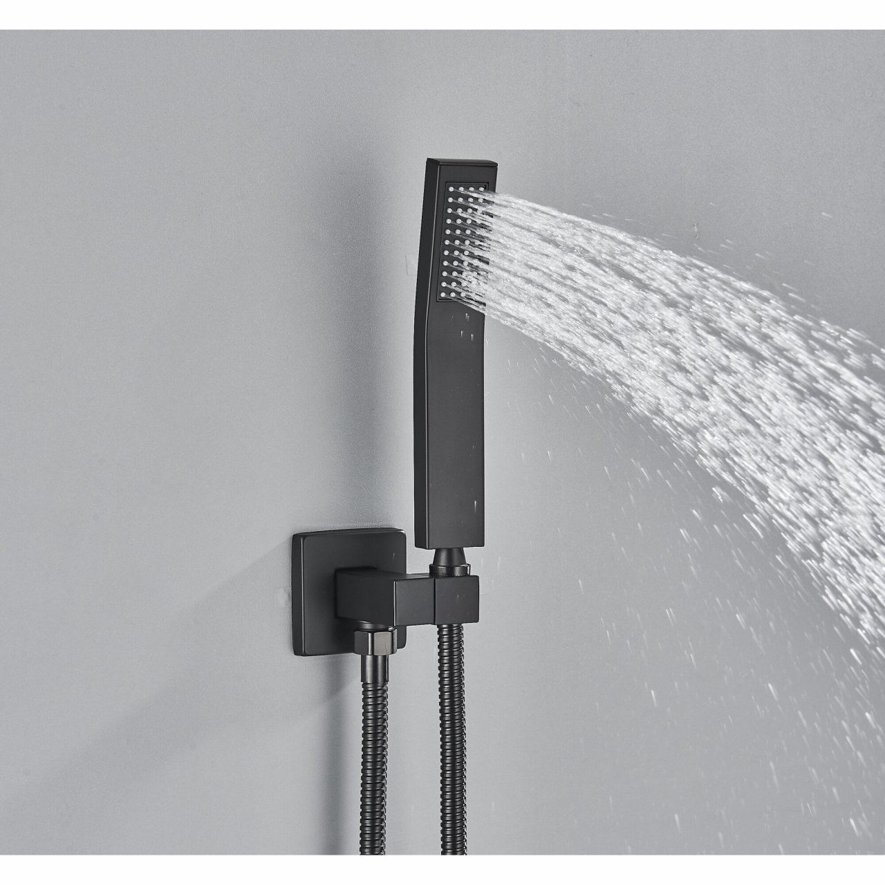 Sistem de duș încastrabil Rainfall negru mat cu termostat, funcție SPA și LED [7]