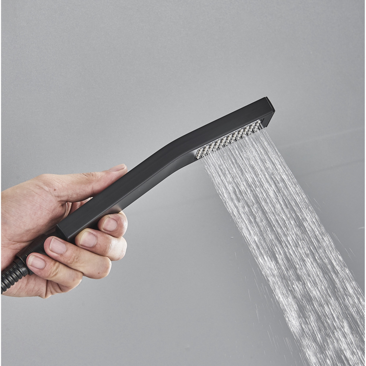 Sistem de duș încastrabil Rainfall negru mat cu termostat, funcție SPA și LED [9]