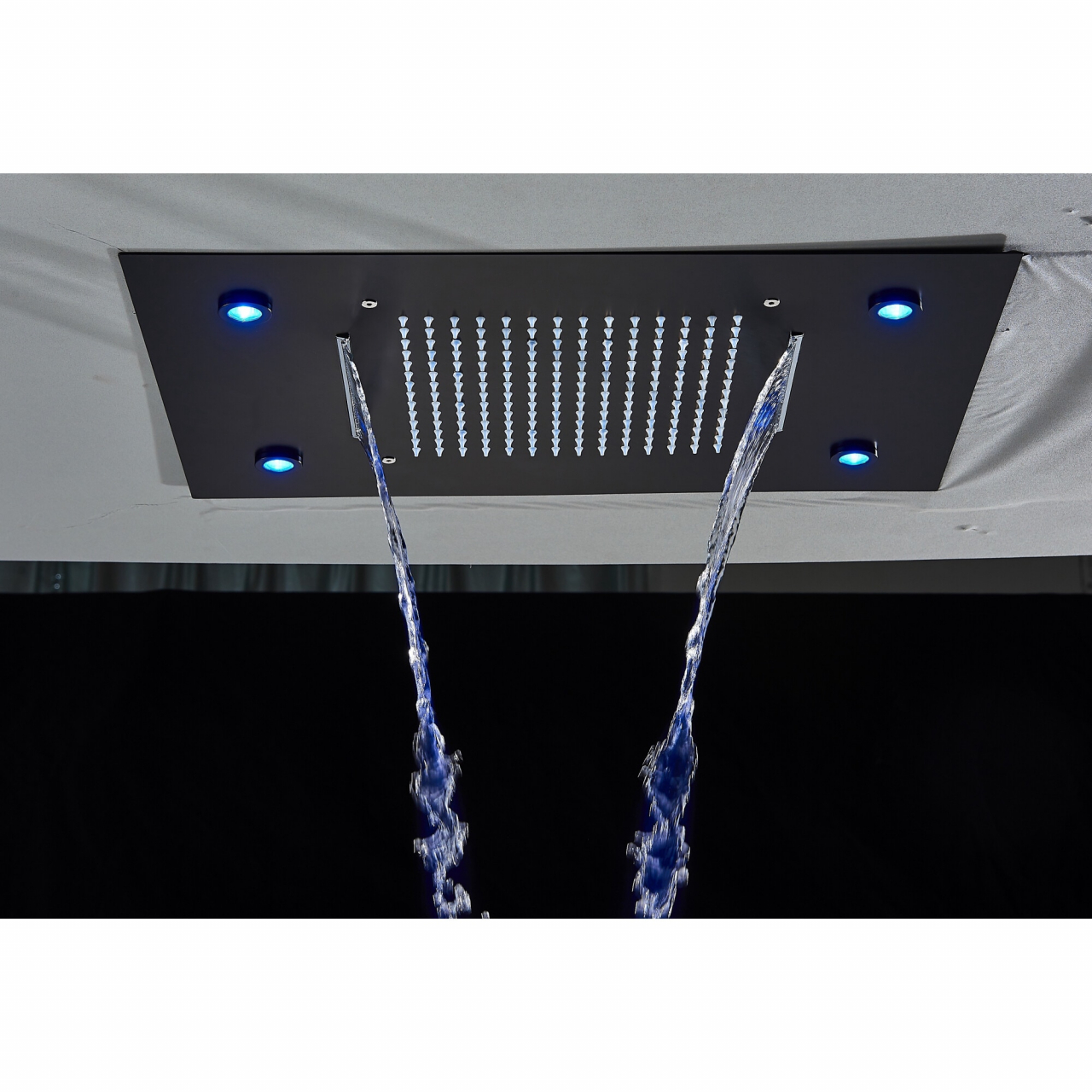 Sistem de duș încastrabil Rainfall negru mat cu termostat, funcție SPA și LED [3]