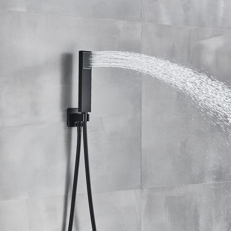 Sistem duș încastrabil negru mat cu termostat, LED și funcție SPA 40x80 cm [5]