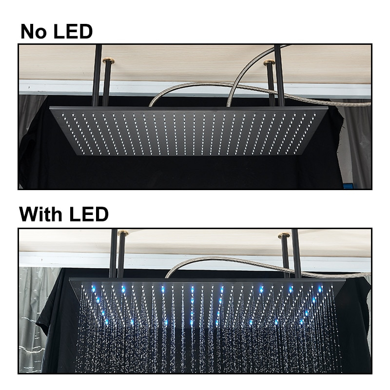 Sistem duș încastrabil negru mat cu termostat, LED și funcție SPA 40x80 cm [4]