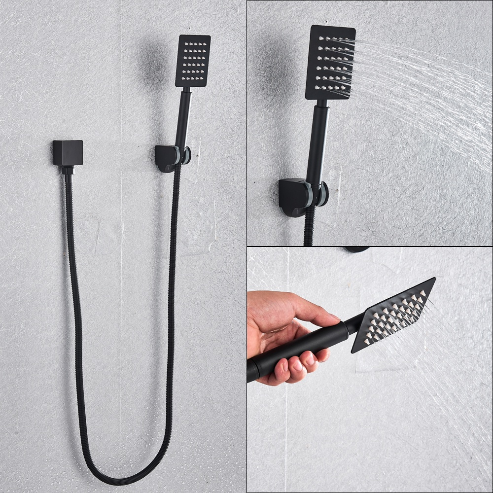 Sistem de duș încastrabil negru mat cu LCD, para 40 cm și funcție cascadă [5]