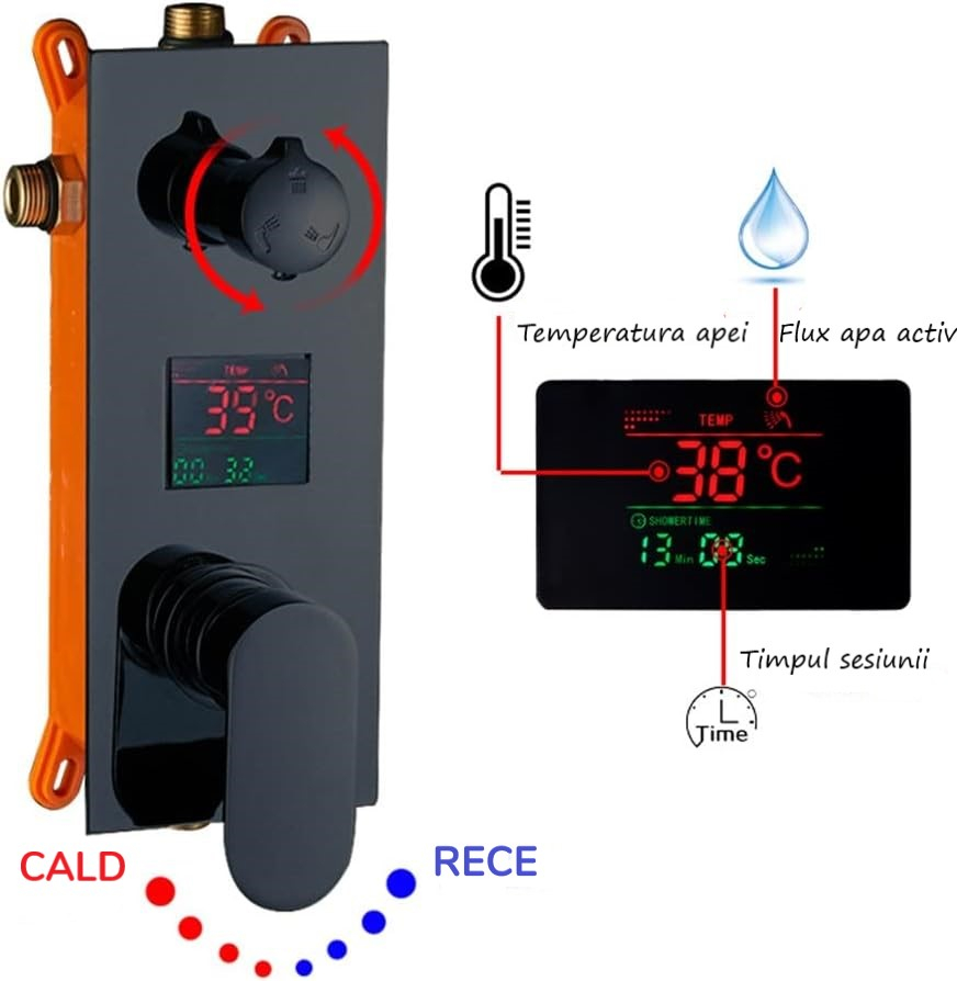 Sistem de duș încastrabil cu LCD și para tavan 40 cm [8]