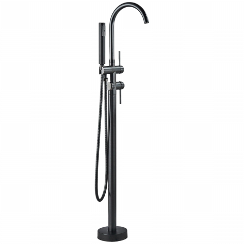 Baterii Freestanding - Baterie cadă freestanding negru/bronze 117 cm cu duș de mână