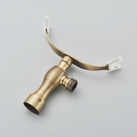 Baterie baie bronz antichizat cu inele ceramice albe, montaj perete [7]