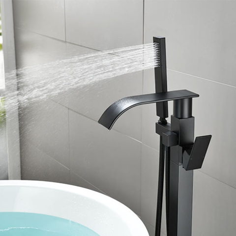 Baterie freestanding pentru cadă finisaj negru mat 98 cm cu pipă pivotantă [3]