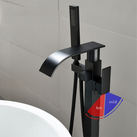 Baterie freestanding pentru cadă finisaj negru mat 98 cm cu pipă pivotantă [2]