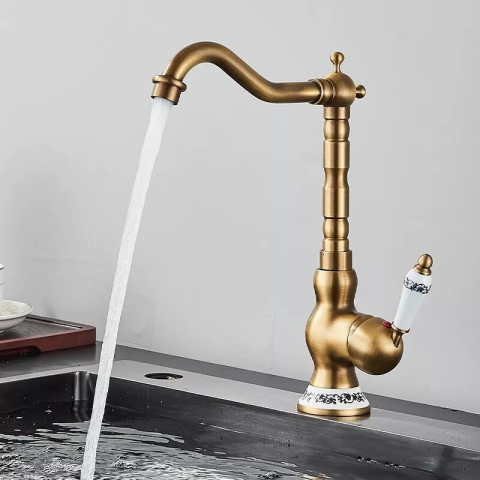 Baterie bronz antichizat retro 31 cm pentru baie sau bucătărie [8]
