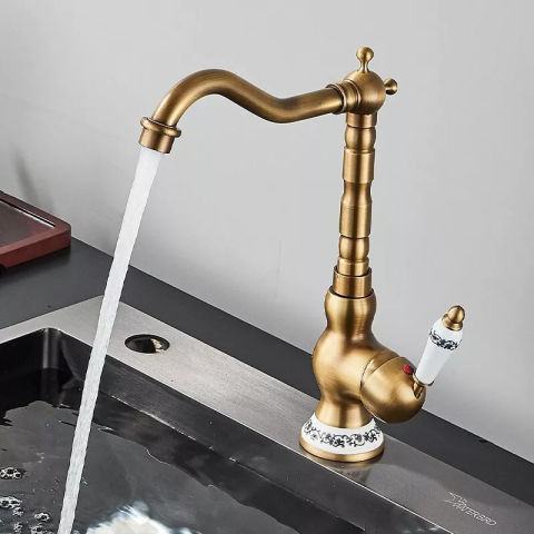 Baterie bronz antichizat retro 31 cm pentru baie sau bucătărie [7]