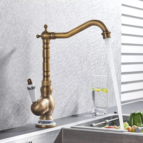 Baterie bronz antichizat retro 31 cm pentru baie sau bucătărie [3]
