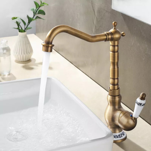 Baterie bronz antichizat retro 31 cm pentru baie sau bucătărie [1]