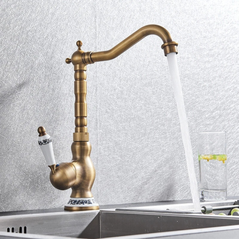 Baterie bronz antichizat retro 31 cm pentru baie sau bucătărie [6]