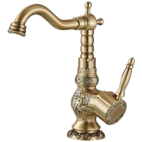 Baterii Pentru Baie - Baterie Baie și Bucătărie BisDesign®, Finisaj Bronz Antichizat, Model Gravat, 23 cm