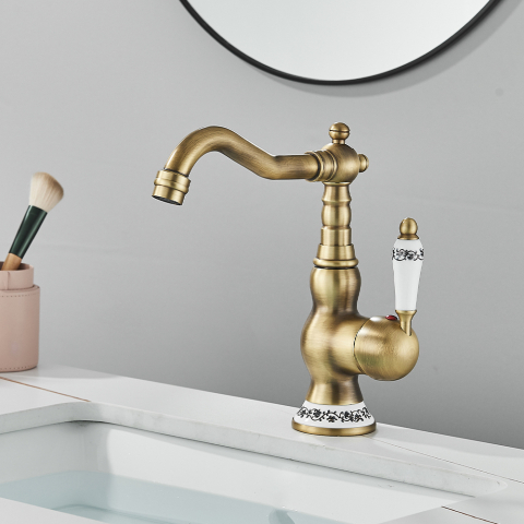 Baterii Pentru Bucătărie - Baterie retro bronz antichizat cu inele ceramice 23 cm pentru baie și bucătărie