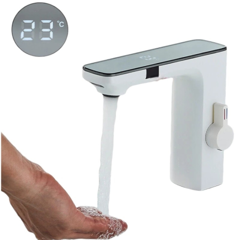 Baterii Pentru Baie - baterie-chiuveta-baie-alb-mat-display-temperatura-bisdesign-14cm