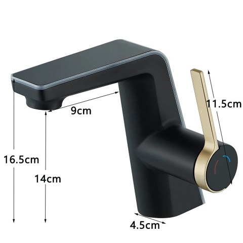 Baterie chiuvetă BisDesign negru mat cu accente aurii, display digital și LED [10]
