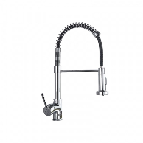 Baterii Pentru Bucătărie - Baterie chiuvetă bucătărie crom lucios 44 cm cu duș extractabil și 2 funcții