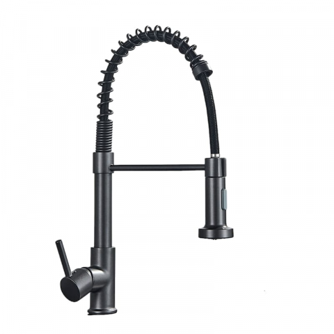 Baterii Pentru Bucătărie - Baterie bucătărie gri metalizat 44 cm cu duș extractabil și 2 funcții