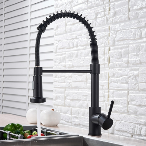Baterie chiuvetă bucătărie negru mat 44 cm cu duș extractabil și 2 funcții [2]