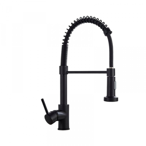 Baterii Pentru Bucătărie - Baterie chiuvetă bucătărie negru mat 44 cm cu duș extractabil și 2 funcții