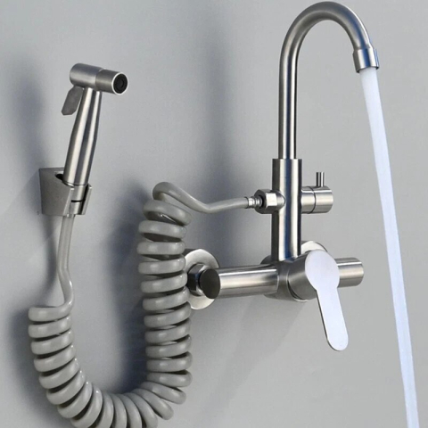 Baterie chiuvetă BisDesign® 36 cm, finisaj crom nichelat, duș extractabil cu furtun spiral [2]