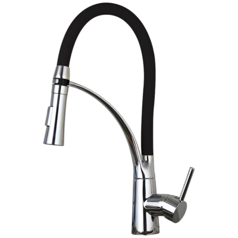 Baterii Pentru Bucătărie - Baterie Bucătărie BisDesign® Crom Lucios cu Duș Maleabil 44 cm