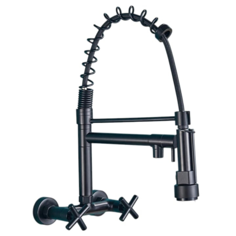 Baterii Pentru Bucătărie - baterie bucatarie perete negru mat BisDesign dus profesional 44cm