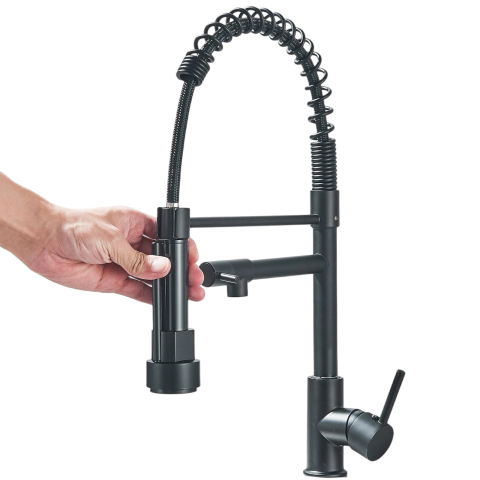 Baterii Pentru Bucătărie - baterie bucatarie profesionala negru mat BisDesign cu dus flexibil 360