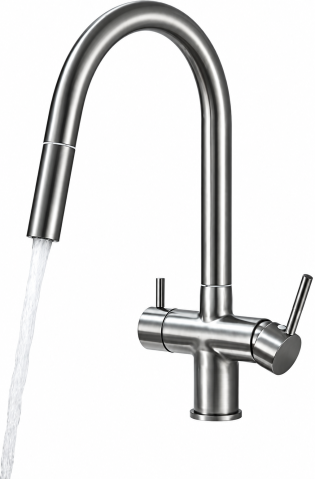 Baterii Pentru Bucătărie - Baterie bucatarie gri metalizat cu apa filtrata si dus extractabil 38 cm BisDesign