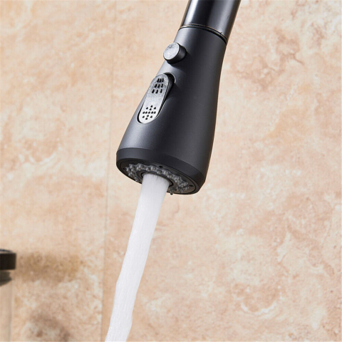 Baterie bucătărie negru mat 40 cm cu duș extractabil 3 funcții, Touch și temporizator [6]