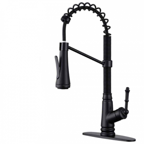 Baterii Pentru Bucătărie - Baterie bucătărie negru mat antichizat 48 cm cu duș extractabil și 4 funcții