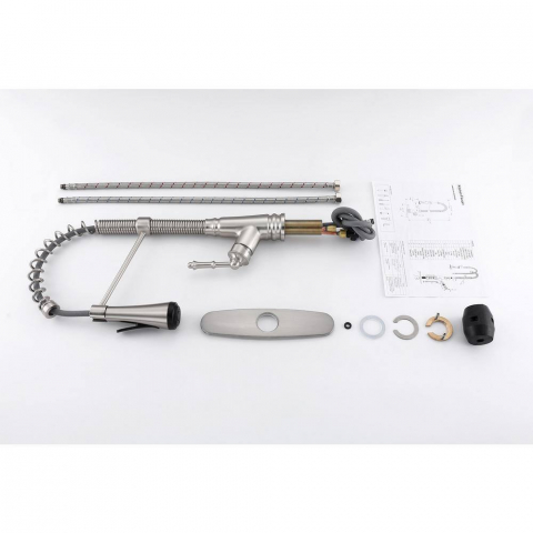 Baterie bucătărie crom lucios antichizat 48 cm cu duș extractabil și 4 funcții [4]