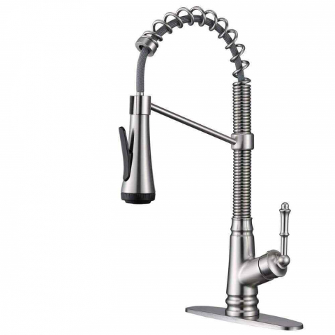 Baterii Pentru Bucătărie - Baterie bucătărie crom lucios antichizat 48 cm cu duș extractabil și 4 funcții