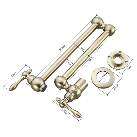 Baterie bucătărie auriu mat 58 cm cu montaj pe perete și pipă pivotantă [7]