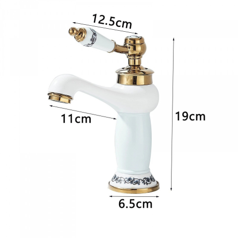 Baterie de baie alb auriu antichizat cu inele ceramice 20 cm [8]