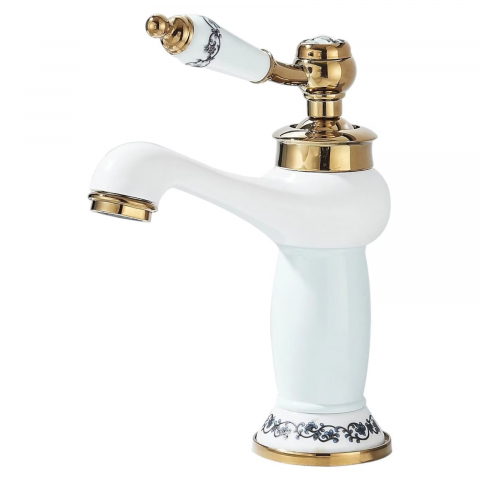 Baterii Pentru Baie - Baterie de baie alb auriu antichizat cu inele ceramice 20 cm