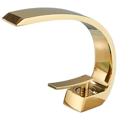 Baterii Pentru Baie - baterie-chiuveta-lavoar-auriu-lucios-model-lebada-bisdesign-20cm