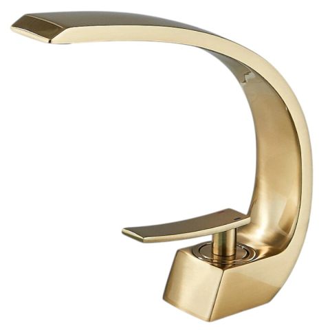 Baterii Pentru Baie - baterie-chiuveta-lavoar-auriu-mat-model-lebada-bisdesign-20cm