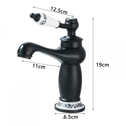 Baterie de baie negru antichizat cu inele ceramice 20 cm [7]