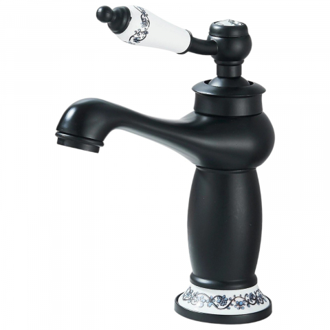 Baterii Pentru Baie - Baterie de baie negru antichizat cu inele ceramice 20 cm