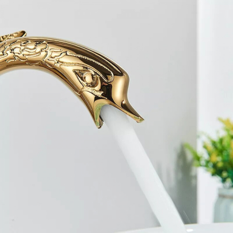 Baterie lavoar aurie Lebăda 29 cm cu finisaj lucios și design elegant [3]