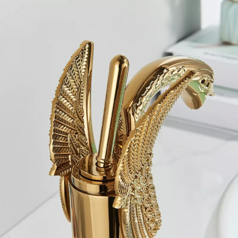 Baterie lavoar aurie Lebăda 29 cm cu finisaj lucios și design elegant [4]