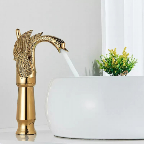 Baterie lavoar aurie Lebăda 29 cm cu finisaj lucios și design elegant [2]