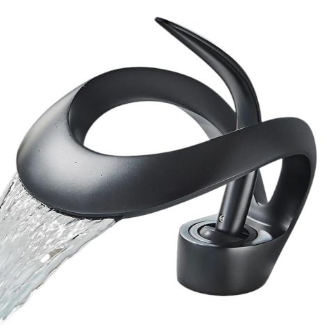 Baterii Pentru Baie - baterie lavoar negru mat BisDesign model lebada 15cm