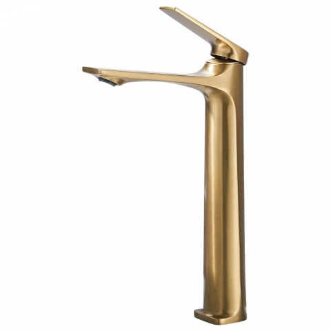 Baterii Pentru Baie - Baterie chiuvetă baie auriu mat 31 cm cu design modern și pipă înclinată