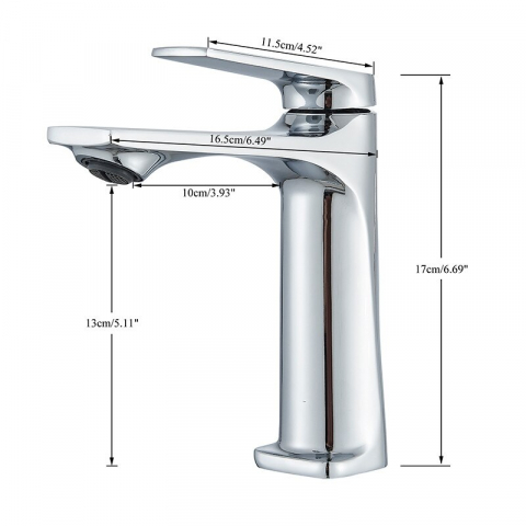 Baterie chiuvetă baie crom 17 cm cu pipă înclinată și design modern [6]