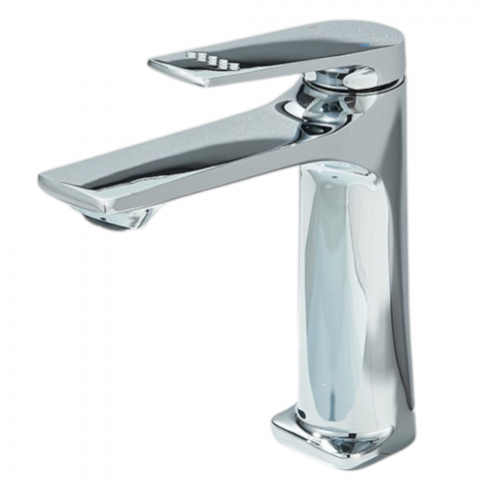 Baterii Pentru Baie - Baterie chiuvetă baie crom 17 cm cu pipă înclinată și design modern